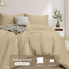 100-Percent Cotton Duvet Cover Set, Hidden Zipper Closure, Ultra Soft, Easy Care and Durable, Simple Bedding Style, Twin, Khaki (Comforter Not Included)