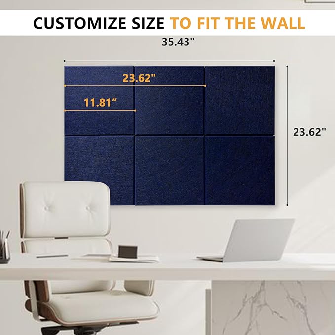 Thick Cork Board Tiles for Wall with Push Pins, 36"x24"x0.47" Bulletin Board Sets, Self-Adhesive Pin Board | Magrowill 6 Packs Felt Panels for Office Home Classroom Dorm
