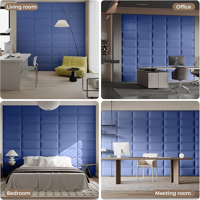 12-Piece Light Blue Linen Upholstered Headboard King Size, Wall Mounted Panels Set, Coastal Fabric Headboard & Wall Decor for Master Bedroom
