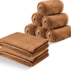 IR Imperial Rooms Fleece Blankets Queen Size 90x90 Inches- 8 Pack - Super Soft Fluffy Throw Blanket for Sofa and Bed - Warm and Cozy Lightweight 400 GSM Microfiber Bed Throws Blankets (Queen, Camel)