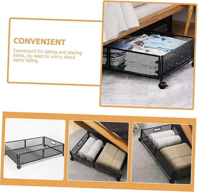 Foldable Stainless Steel Under Bed Storage Organizer with Wheels Large Capacity Holder for Clothes Shoes Blankets Multi-purpose Use Under Bed Sofa Space-saving Storage Rack