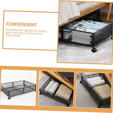 Foldable Stainless Steel Under Bed Storage Organizer with Wheels Large Capacity Holder for Clothes Shoes Blankets Multi-purpose Use Under Bed Sofa Space-saving Storage Rack