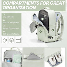 suwasp Vacuum Compression Backpack, 45L Expandable Travel Backpack with Electric Vacpack Pump, Travel Vacuum Bags with Shoe Compartment/17inch Laptop Compartment/USB Port, Mintgreen