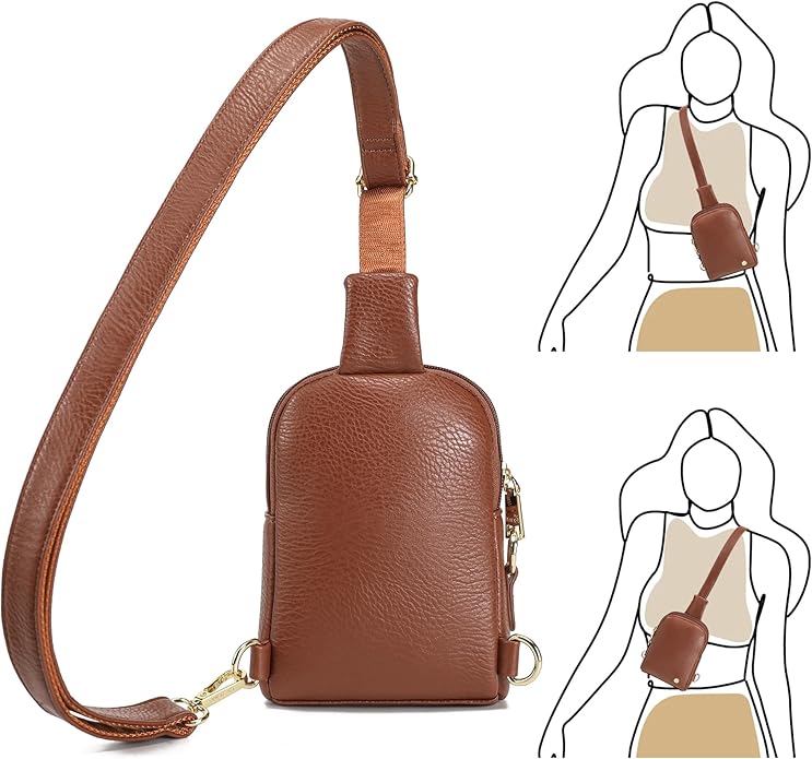 INICAT Travel Small Crossbody Sling Bags Women Cross Body Purses Passport Holder Vegan Leather Fanny Packs Birthday Gifts