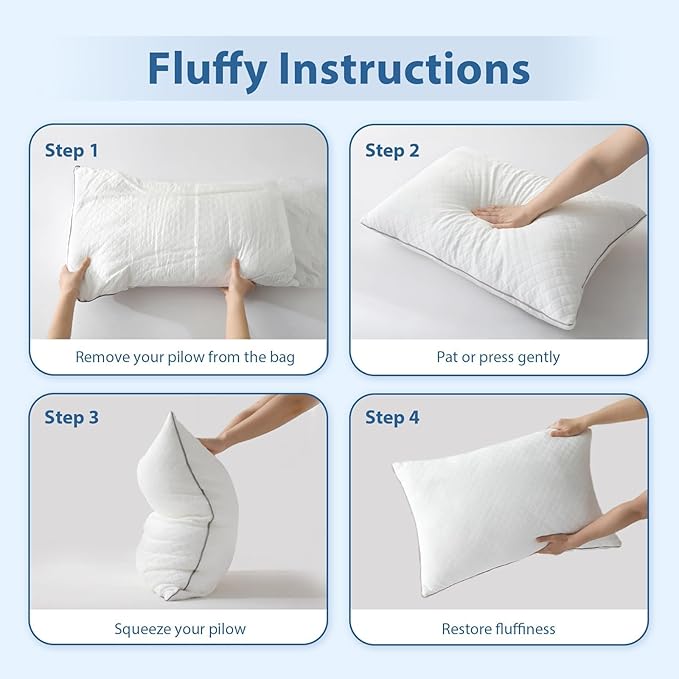 JOLLYVOGUE Pillows King Size Set of 4, Oeko-Tex Certified Bed Pillows for Side, Back, and Stomach Sleepers - Medium Support Down Alternative Filling, Machine-Washable