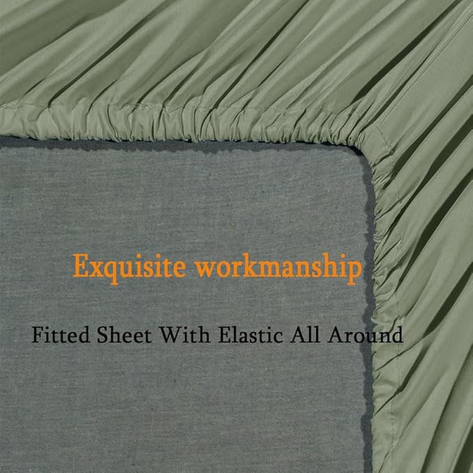 SONORO KATE Bed Sheet Set Super Soft Microfiber 1800 Thread Count Luxury Egyptian Sheets Fit 18-24 Inch Deep Pocket Mattress Wrinkle-6 Piece (Sage, Twin XL)