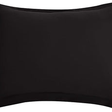 Amazon Basics Lightweight Microfiber 3-Piece Duvet Cover Set with Zipper Closure, Full/Queen, Black, Solid