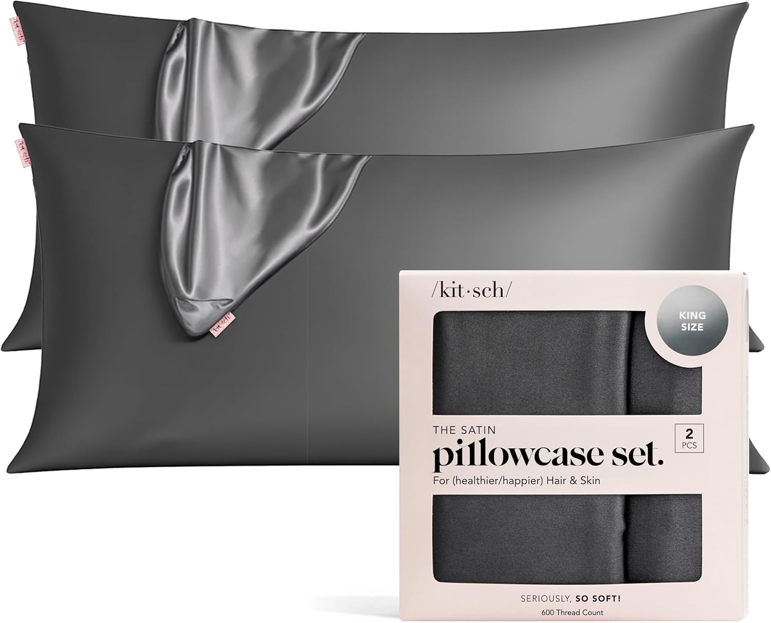Kitsch Satin Pillowcase with Zipper for Hair & Skin - Softer Than Silk Pillow Cases, Smooth Cooling Satin Pillow Case, Wrinkle-Free, Machine Washable, Pillow Cases Standard Size 19x26 - Lavender Dormly