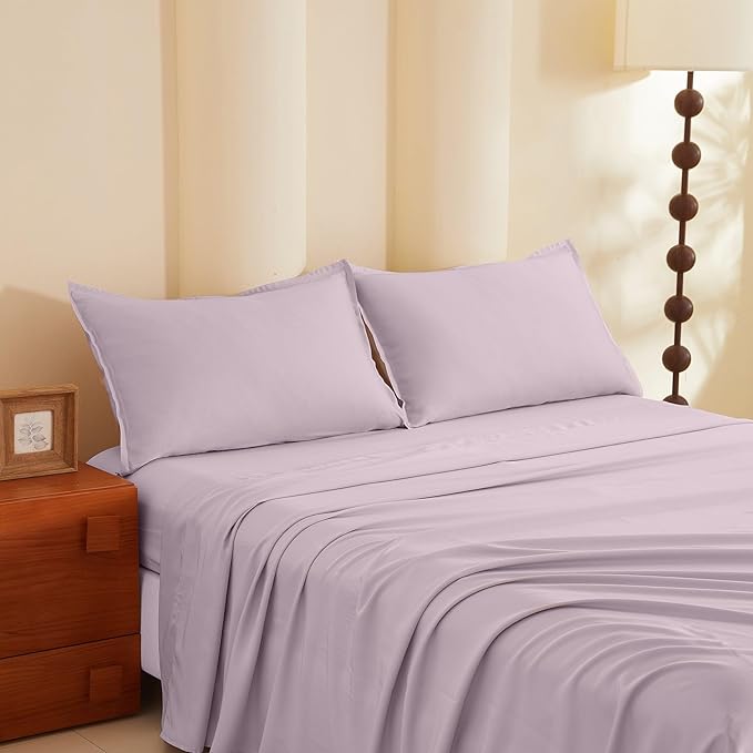 Full Size 4 Piece Bed Sheet Sets, DeepSleep Tech Luxury Bedding Made with 100% Tencel Lyocell - Silky, Lustrous & Gentle on Skin | After Dark (2 Sheets, 2 Pillow Cases)
