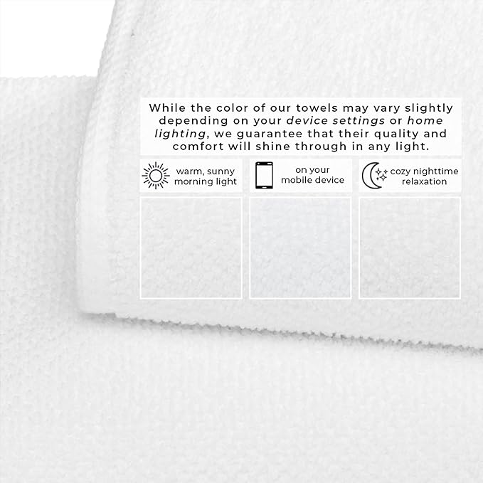 Great Bay Home 100% Cotton 4 Pack 54x27 Bath Towel Set - Absorbent, Quick-Drying, Durable Towels for Bathroom Decor - Low-Twist, Two-Ply Fibers (Optic White)
