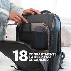 NOMATIC 14L Travel Pack - Water Resistant Laptop Bag - TSA-Ready Expandable Backpack (Black)