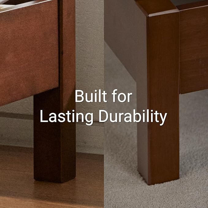 LIFEMENT Full Signature Wood Platform Bed Frame Cherry, Noise-Free, Under Bed Storage, No Box Spring Needed, Easy Assembly