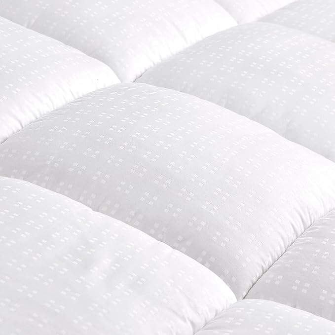 SLEEP ZONE Queen Size Cotton Mattress Pad, Machine Washable Mattress Protector Cover, Soft Cotton Top Cooling Mattress Topper Fits 8-21 inch Deep Pocket, Queen