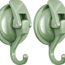 Heavy Duty Vacuum Suction Cup Hooks, Pastel Green Plated Polished Super Suction for Kitchen Bathroom, 2 Pack
