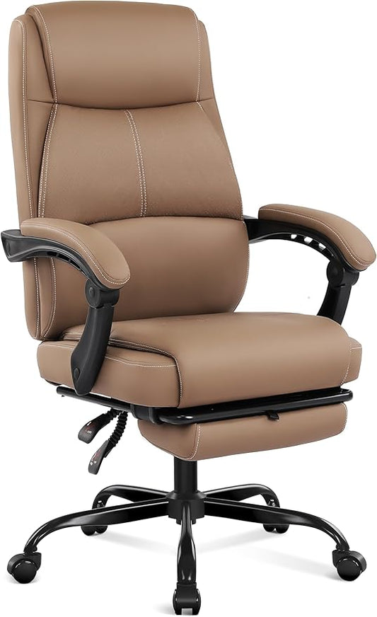 Misolant Big and Tall Office Chair with Footrest, High Back Desk Chair with Linkage Armrest, 90-155° Recline Executive Computer Chairs with Adjustable Height for Home