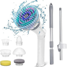 Qimedo Upgrade Rechargeable Electric Scrubber for Cleaning, 45-inch Handheld Spin Scrubber with Extended Long Handle, Cordless Power Dish Scrubber with 6 Brushes for Bathtub Grout Tile Floor