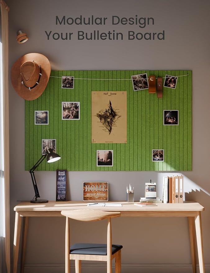 Large Felt Bulletin Board 48" x 36" Cork Board Alternative - 6 Pack with 40 Safe Removable Adhesive Tabs, Cork Boards for Walls Cork Board for Home Office Classroom Pin Board-Kelly Green