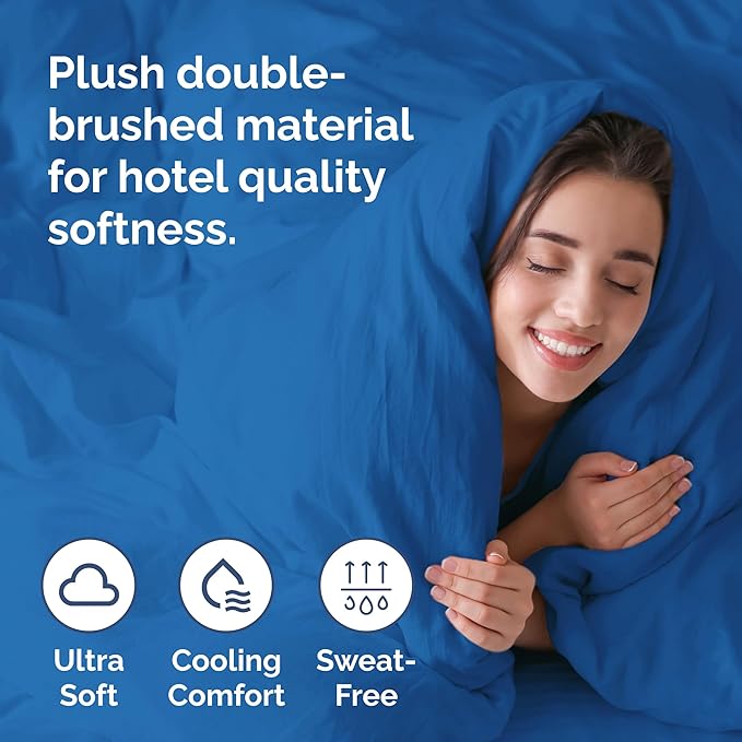 Duvet Cover Twin/Twin XL Size Set - Extra Soft Duvet Cover 68 x 90 with 1 Pillow Sham - Hotel Luxury, Easy Care and Fade Free with Zipper Closures & Ties - Comfy, Breathable Bedding Set (Royal Blue)