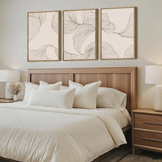 BINCUE Framed Neutral Beige Wall Art Modern Abstract Art Decor Minimalist Artwork for Living Room Bedroom Office 16x24 Inches Set of 3