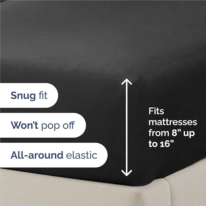 Twin XL 4 Piece Sheet Set - Cooling & Breathable Bed Sheets - Hotel Luxury Bed Sheets for Women, Men, Kids & Teens - Bedding with Deep Pockets & Easy Fit - Soft and Wrinkle Free - Twin XL Black Sheets