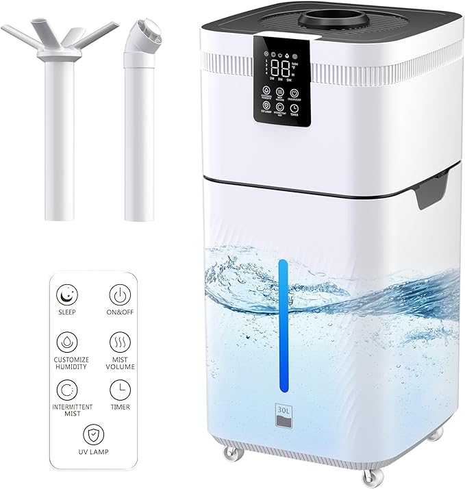 30L/7.93Gal Commercial Humidifier for Large Room 4200 sq ft, 3000mL/H Whole House Humidifiers with Supersized Cool Mist,Quiet Humidifiers for Bedroom, Home,Office, Plants, Warehouse
