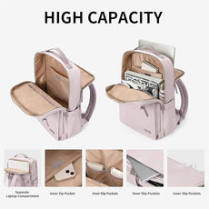 GOLF SUPAGS Stylish Laptop Backpack for Women Airline Approved Perfect for Work College and Travel Multi-Functional Casual Daypack Fits 15.6 Inch Notebook (Pinkish Grey)