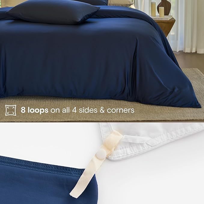 DOZ Duvet Cover Set, 100% Viscose derived from Bamboo, Organically Grown, Buttery Soft, Cooling Duvet Covers, High GSM, 1 Duvet Cover and 2 Pillowcases, 90"x90" (Sapphire, Full/Queen)
