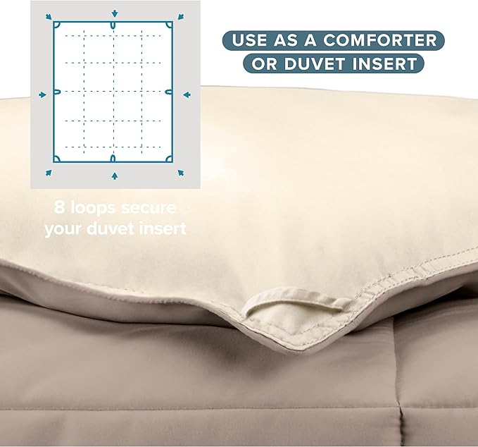 Bare Home King/California King Comforter - Reversible Colors - Goose Down Alternative - Ultra-Soft - Premium 1800 Series - All Season Warmth - Bedding Comforter (King/Cal King, Taupe/Sand)