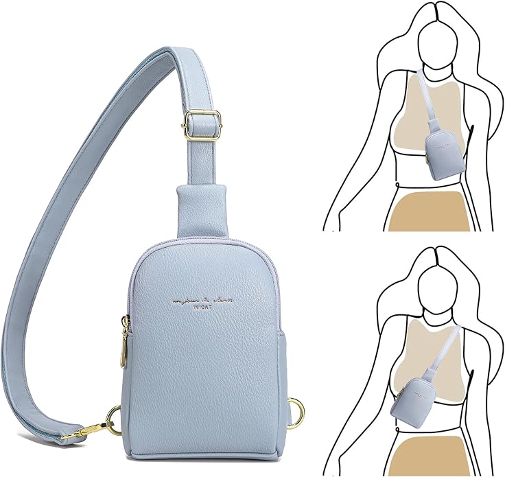 INICAT Travel Small Crossbody Sling Bags Women Cross Body Purses Passport Holder Vegan Leather Fanny Packs Birthday Gifts