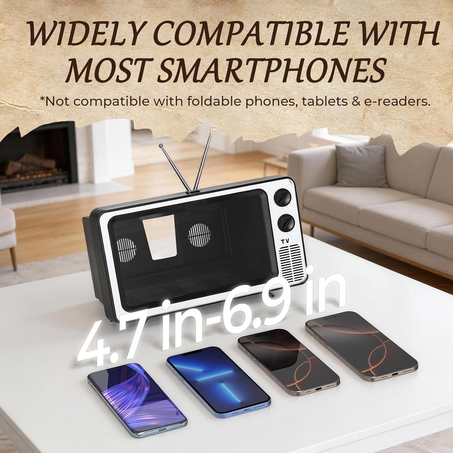 SEANCHEER Retro TV Phone Screen Magnifier – 12” Foldable Mini Cinema