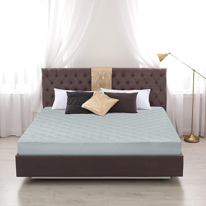 Utopia Bedding Quilted Fitted Mattress Pad, Queen Size, Elastic Fitted Mattress Topper Protector and Cover with Deep Pocket Stretches up to 16 Inches, Machine Washable (Light Grey)