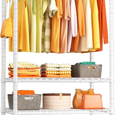 Ulif H4 Portable Closets, 4-Tier Metal Clothes Garment Rack for Bedroom and Cloakroom, Clothing Closet Storage and Organizer Wardrobe, 35.4