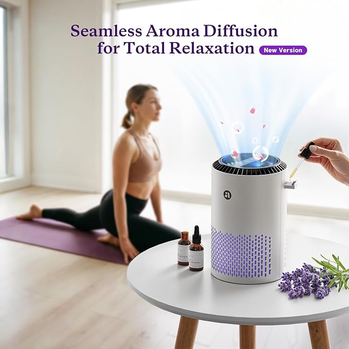 AROEVE Air Purifiers for Bedroom Home, 3 Layer Filter for Smoke Pollen Allergies Pet Dander Odor, Sleep Mode, Energy Saving, 4 Speeds, Timer for Office, Dorm, MK01A White+Green