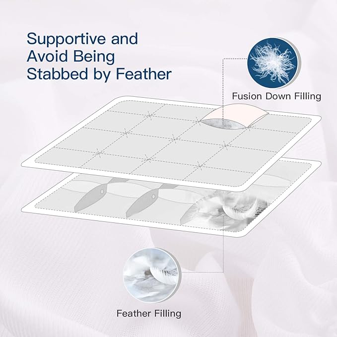 ELEMUSE Full Size Extra Thick Fusion Goose Down Feather Filled Mattress Topper, Plush Fluffy Double Layer Pillowtop Mattress Pad Cover, Soft Featherbed with 8-21 Inch Deep Pocket