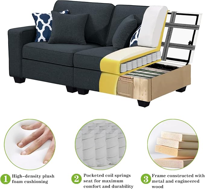 Legend Vansen Modular Sectional Sofa U Shaped Couch with Ottoman Modern Reversible Corner Sectional Couch for Living Room (Charcoal, 2+3)