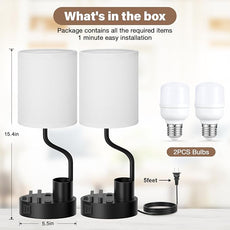 White Bedside Table Lamps for Bedroom Set of 2 - Nightstand Light with AC Outlet and USB A & C for Charging, 3 Color Temperatures Desk Lamp with Pen Holder & Phone Stand for Living Room/Dorm/Office