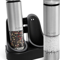 Electric Salt and Pepper Grinder Set Rechargeable, Automatic Salt and Pepper Grinder Set with Oversized Top Button, Stainless Steel Electric Salt and Pepper Shakers Set