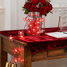 Battery Lighted & USB Plug in Fairy Flower String Lights, 9.8 ft 30 LED Cute Cherry Blossom Lights with Timer Indoor Bedroom Party Wedding Christmas Easter Tree Branch Hanging Decorations (Red)