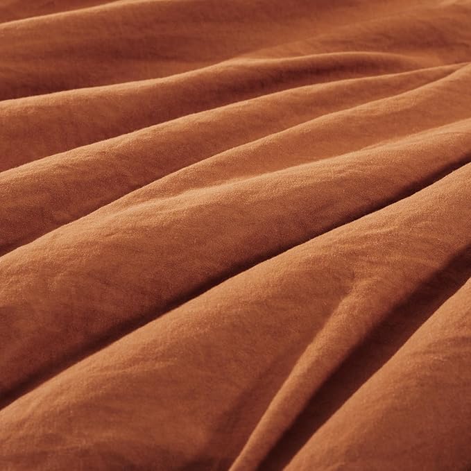 WRENSONGE Oversized Queen Comforter Set - 7 Pieces Burnt Orange Bed in a Bag Queen with Sheets, 2 Pillow Shams, and 2 Pillowcases- Warm Bedding Sets Queen for All Season
