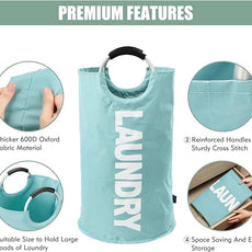 DOKEHOM 125L X-Large Collapsible Washing Laundry Basket Bag (7 Colors) for Bedroom, Fabric (Light Blue, XL)