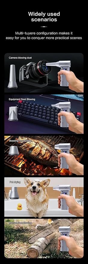 120,000 RPM Electric Blower Turbine Jet Fan Brushless Motor Rechargeable Type-C Interface Portable Keyboard and Car Vacuum Cleaner