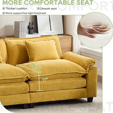 Modular Sectional Sofa, Comfy Cloud Couch, Chenille Sofa Sleeper with Deep Seat and Throw Pillows for Living Room (Yellow, 53