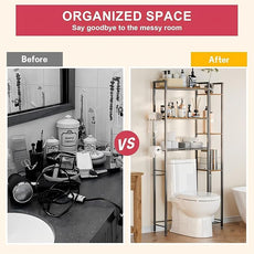 Over Toilet Bathroom Organizer, 7-Tier Study Metal Toilet Storage Shelf for Toilet Paper, Towels, Toiletries, Easy Assembly, Freestanding, Perfect for Small Space, Apartment, Dorm, Powder Room