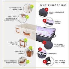 HOMELUX THEORY 2pc Under Bed Storage Containers, Bedroom Under the Bed Drawer Storage Organizer with Bins and Lids, Large Underbed Clothes Storage Box Ideal for Blanket, Fabric, & Shoes (Ivory)