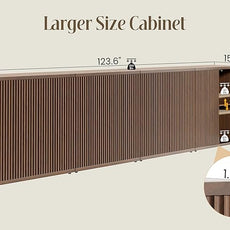 Fluted Buffet Cabinet Sideboard with Storage,Wooden Credenza with 2 Doors&Adjustable Shelve, Modern Accent Cabinets Coffee Bar Bookcase for Living Room,Kitchen Dining Room Entryway 15