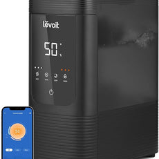 LEVOIT 6L Smart Warm and Cool Mist Humidifiers for Home Bedroom, 60H Runtime and Auto Customized Humidity for Large room, Schedule, Easy Top Fill, Essential Oil Diffuser, Whisper-Quiet, Handle, Black
