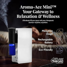 Aroma-Ace Mini Essential Oil Diffuser for Home Scent Diffusers - Portable Waterless Aromatherapy Diffusers with Rechargeable Battery, Nebulizing Atomizer Air Diffuser for Home - White