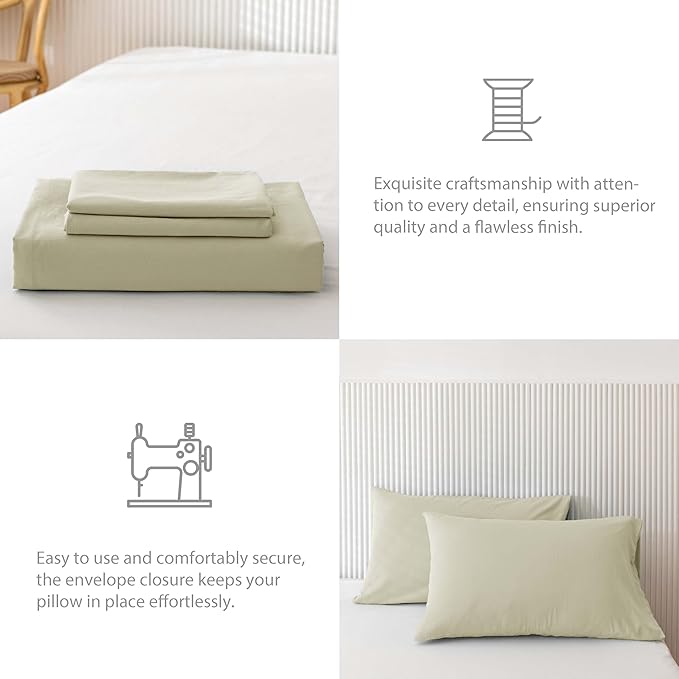 HeimenAogo Egyptian Cotton Duvet Cover Set King, Ultra Soft and Breathable Comforter Cover with Zipper Closure, High Thread Count Long Staple Cotton Blanket Cover 3pcs 104"×90", Mist