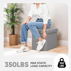 PINPLUS Storage Ottoman Cube Square Shaped Ottomans with Storage Foot Stool Footrest for Lving Room Boucle Ottoman Seat for Dorm Room,Faux Teddy Fur Grey,15