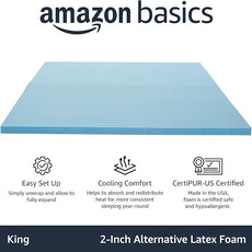 Amazon Basics Alternative Latex King Mattress Topper, Cooling Gel-Infused, CertiPUR-US Certified, 2 Inches, Blue